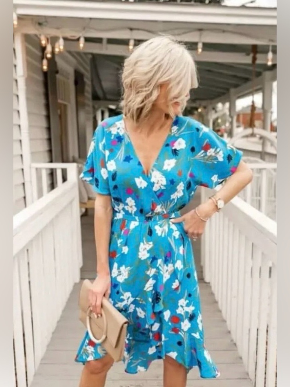 J. Crew Mercantile High Low Faux Wrap Dress